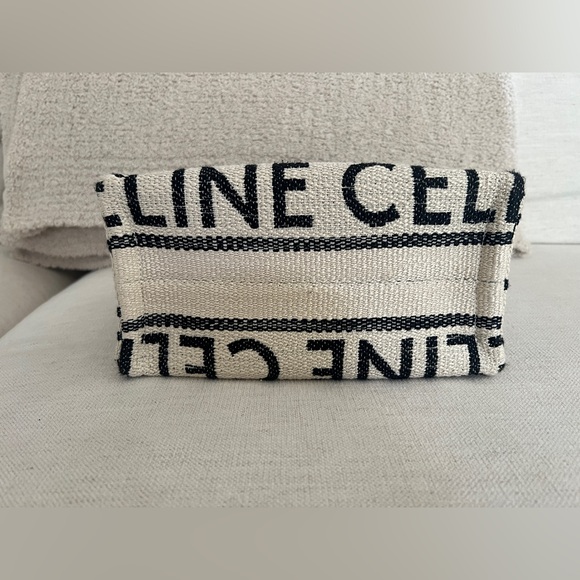 Celine Black and White Small Tote with Textured Design - Picture 6 of 13